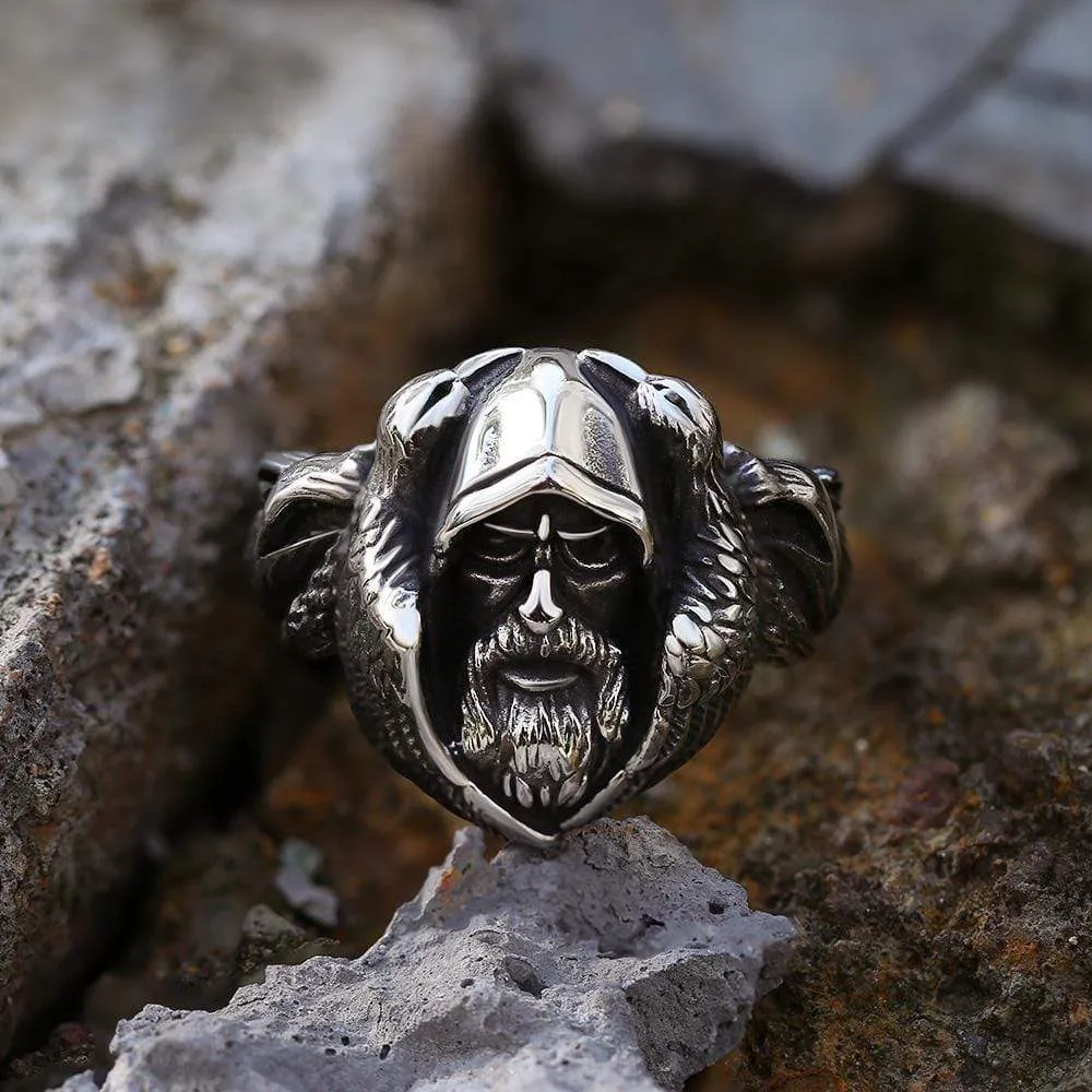 Mythology Odin Wolf Stainless Steel Viking Ring sold by GTHIC