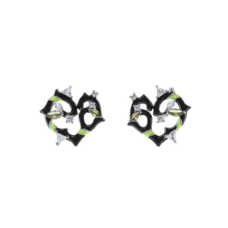 Black Epoxy Heart-shaped Alloy Earrings sold by GTHIC product image thumbnail 3