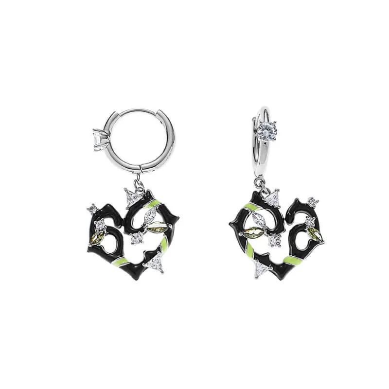 Black Epoxy Heart-shaped Alloy Earrings sold by GTHIC