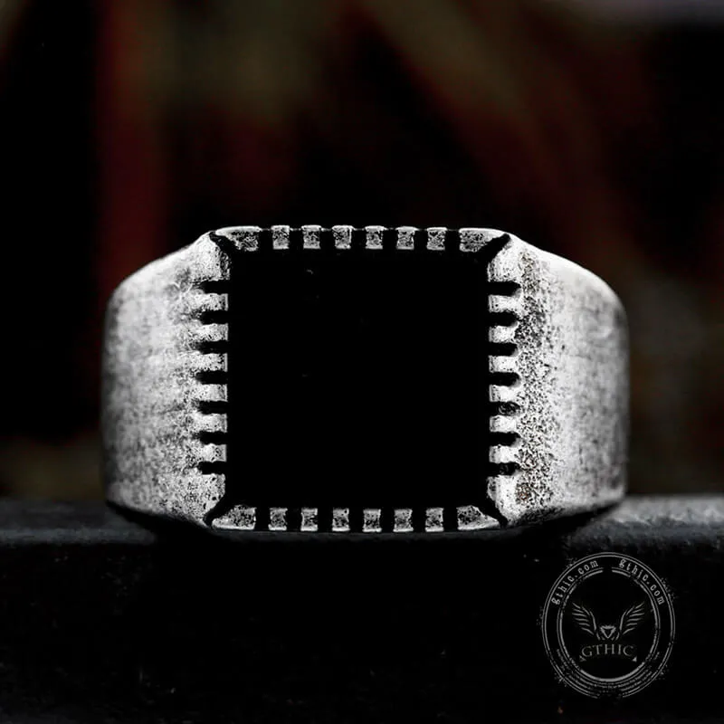 Retro Black Square Stainless Steel Ring sold by GTHIC product image thumbnail 5