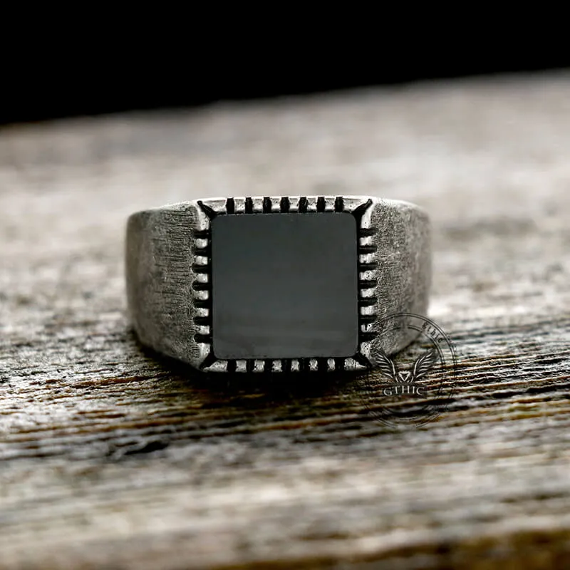 Retro Black Square Stainless Steel Ring sold by GTHIC product image thumbnail 4