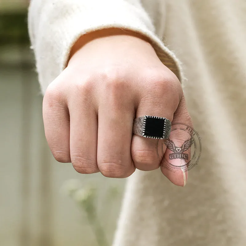 Retro Black Square Stainless Steel Ring sold by GTHIC product image thumbnail 2