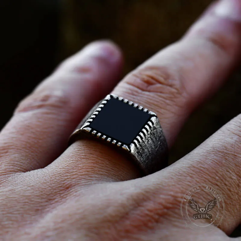 Retro Black Square Stainless Steel Ring sold by GTHIC product image thumbnail 3