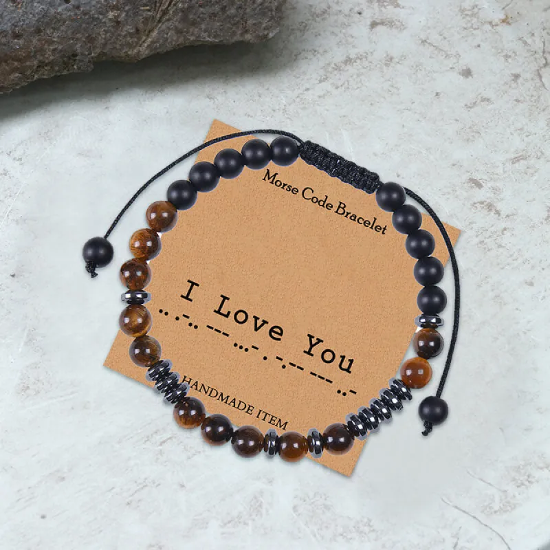 Tiger Eye Morse Code Beads Bracelet sold by GTHIC