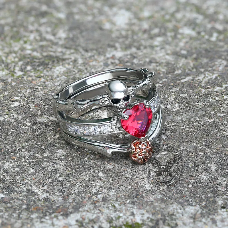 Gothic Heart Zircon Skull Brass Ring sold by GTHIC product image thumbnail 4