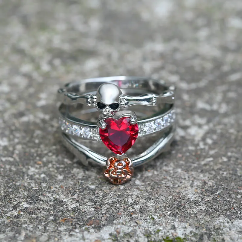 Gothic Heart Zircon Skull Brass Ring sold by GTHIC