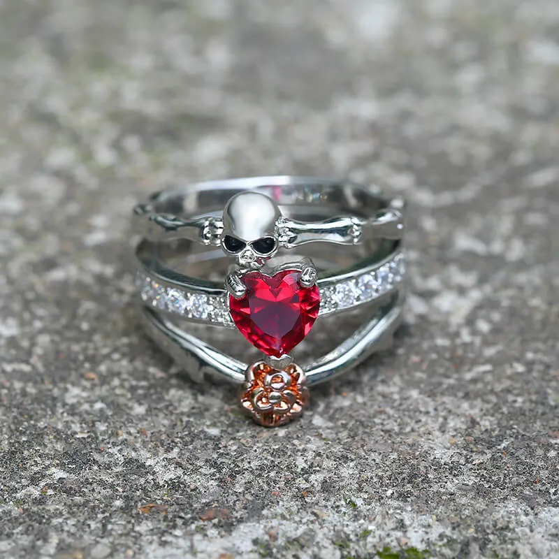 Gothic Heart Zircon Skull Brass Ring sold by GTHIC