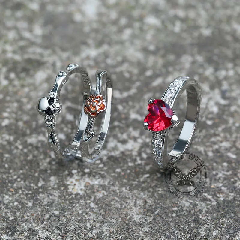 Gothic Heart Zircon Skull Brass Ring sold by GTHIC product image thumbnail 3