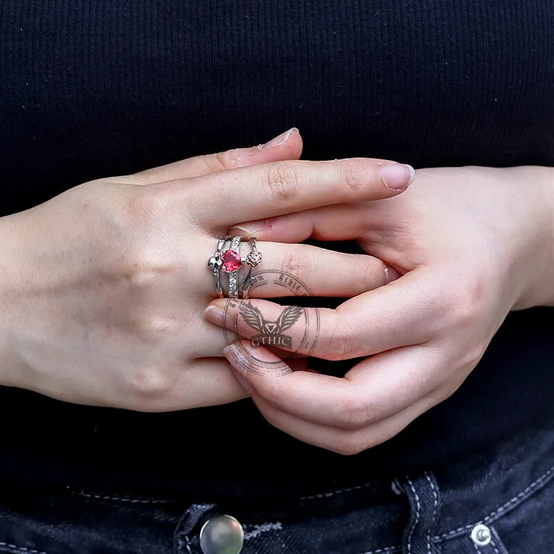 Gothic Heart Zircon Skull Brass Ring sold by GTHIC product image thumbnail 2