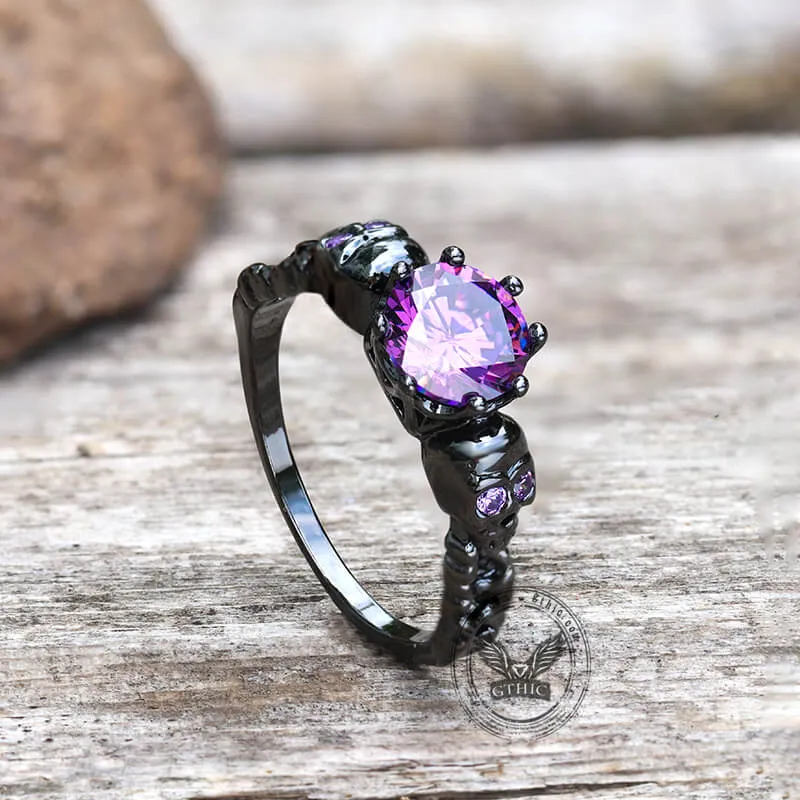 Gothic Skull Purple Zircon Brass Ring sold by GTHIC product image thumbnail 4