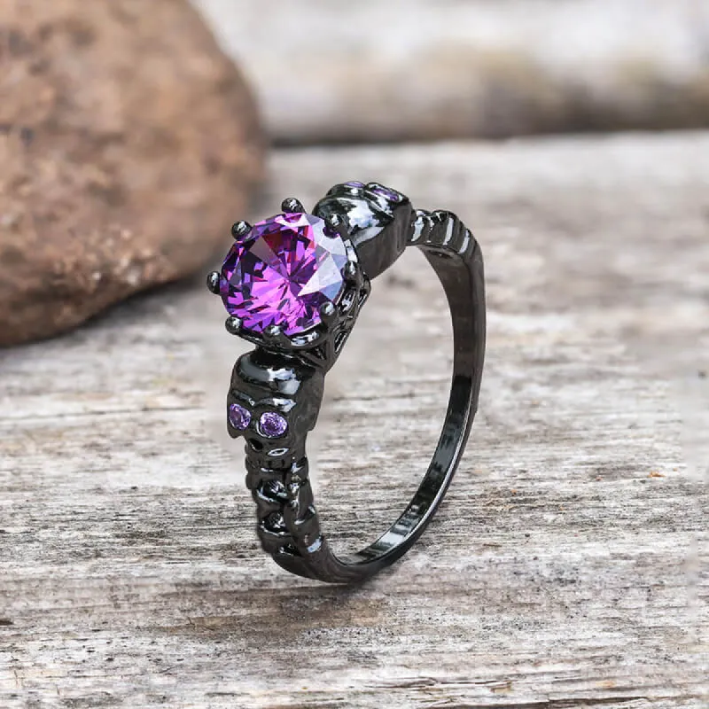 Gothic Skull Purple Zircon Brass Ring sold by GTHIC