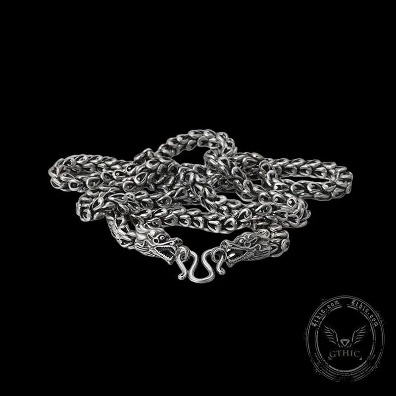 Vintage Double Dragon Head Keel Sterling Silver Necklace sold by GTHIC product image thumbnail 3