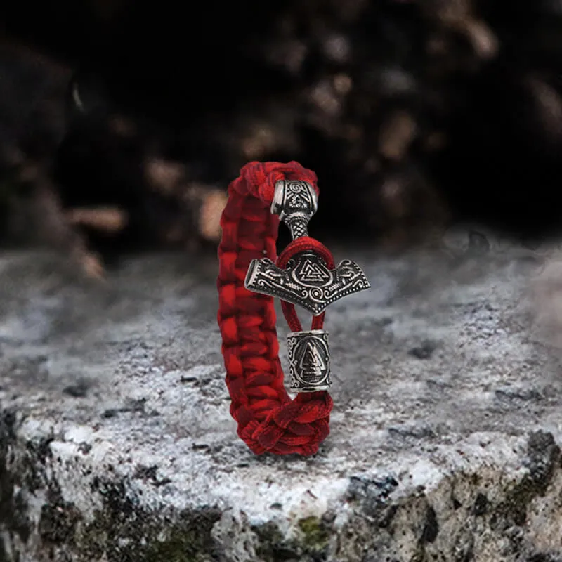 Red Thor’s Hammer Valknut Stainless Steel Paracord Bracelet sold by GTHIC product image thumbnail 4