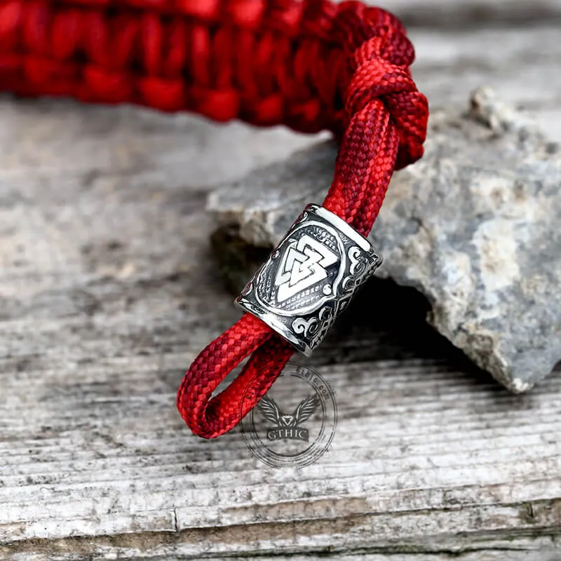Red Thor’s Hammer Valknut Stainless Steel Paracord Bracelet sold by GTHIC product image thumbnail 5