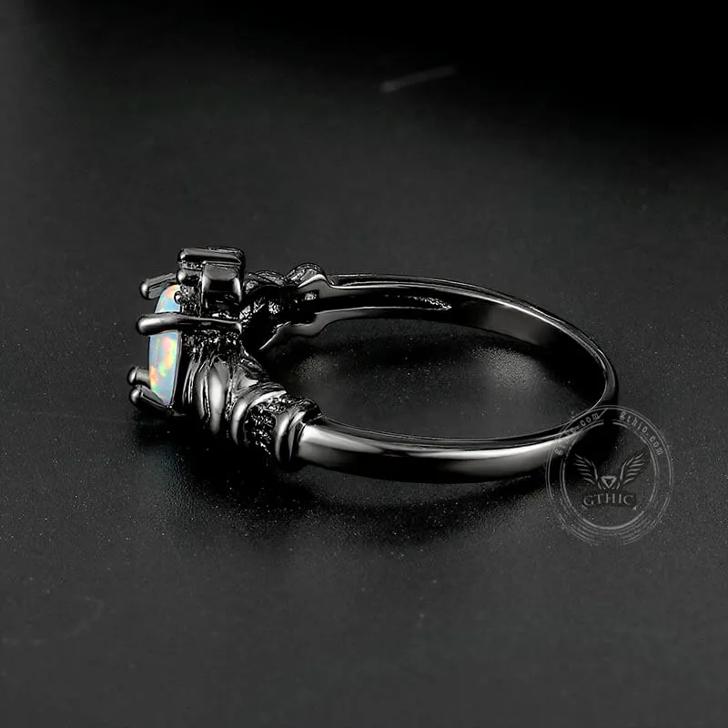 Gothic Love Heart Opal Brass Claddagh Ring sold by GTHIC product image thumbnail 5