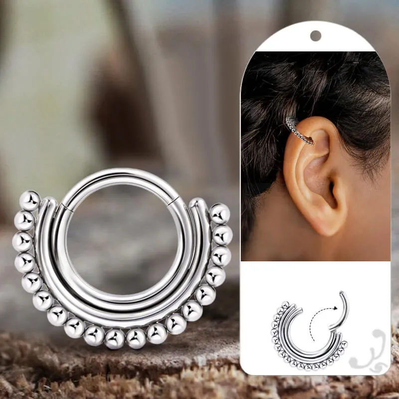16G Beaded G23 Titanium Hinged Nose Ring sold by GTHIC product image thumbnail 5