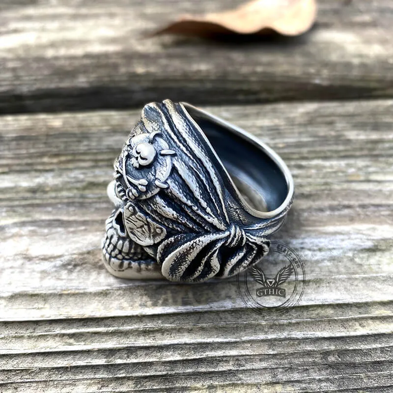 One-Eyed Pirate Sterling Silver Skull Ring sold by GTHIC product image thumbnail 5