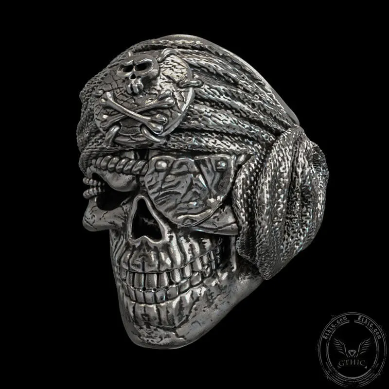 One-Eyed Pirate Sterling Silver Skull Ring sold by GTHIC product image thumbnail 2