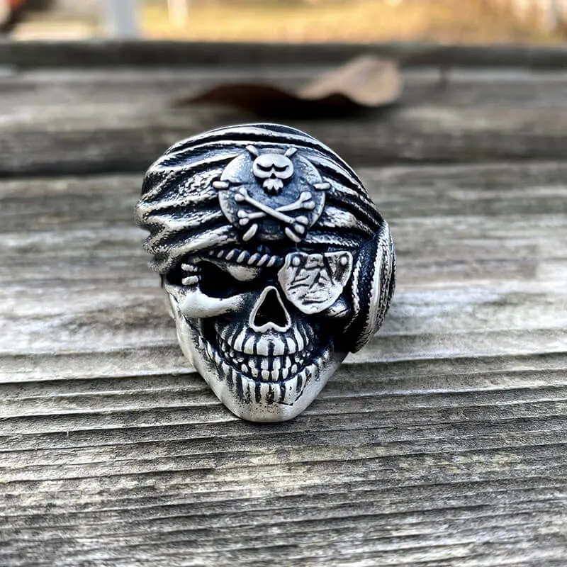 One-Eyed Pirate Sterling Silver Skull Ring sold by GTHIC product image thumbnail 4