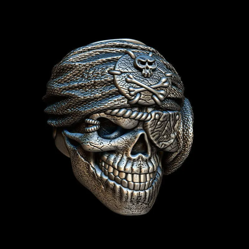 One-Eyed Pirate Sterling Silver Skull Ring sold by GTHIC