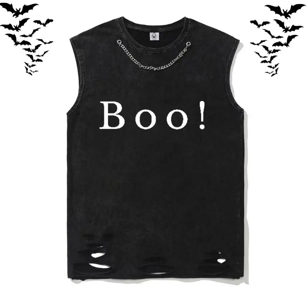 Halloween Boo Vintage Washed Cotton Vest Top sold by GTHIC