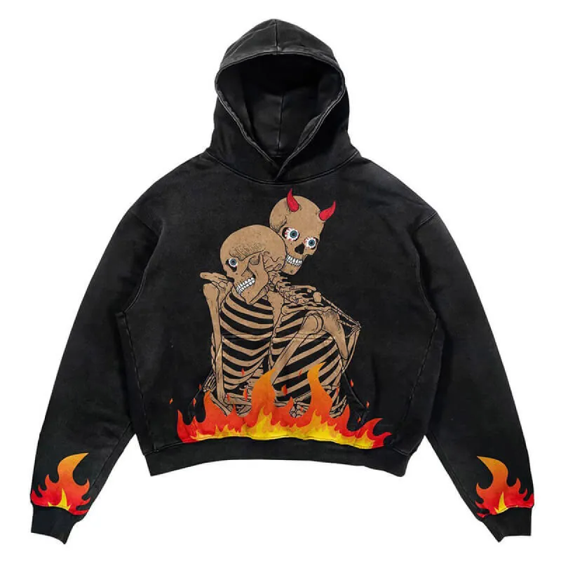 Love Never Dies Polyester Skull Hoodie sold by GTHIC