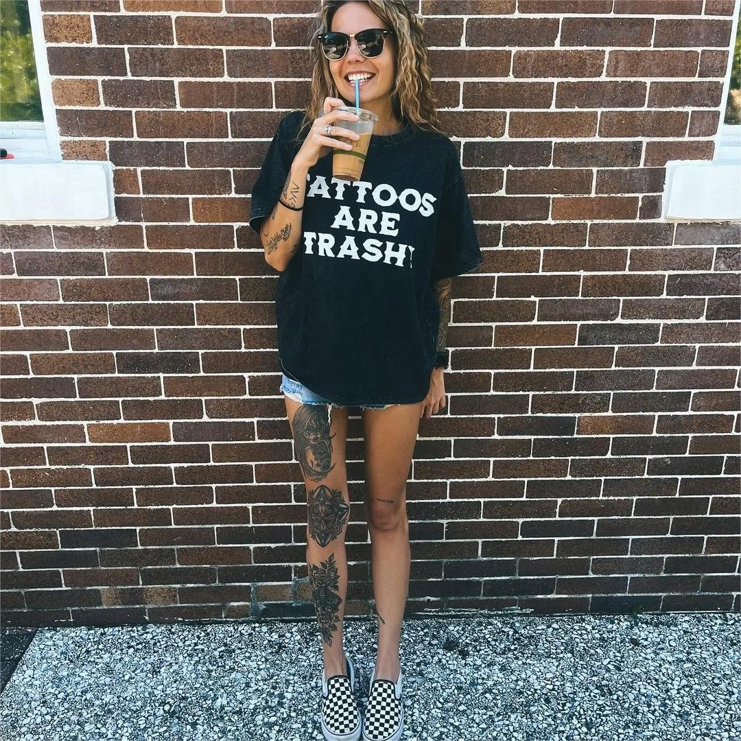 Tattoos Are Trashy Round Neck Short Sleeve T-shirt sold by GTHIC product image thumbnail 2