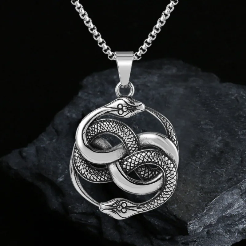 Double Ouroboros Snake Stainless Steel Animal Pendant sold by GTHIC
