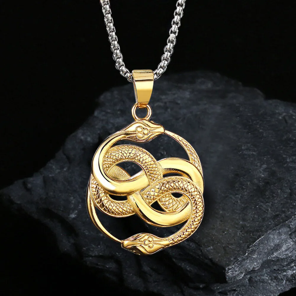 Double Ouroboros Snake Stainless Steel Animal Pendant sold by GTHIC product image thumbnail 2