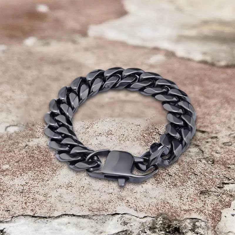 Solid Color Cuban Link Chain Stainless Steel Bracelet sold by GTHIC