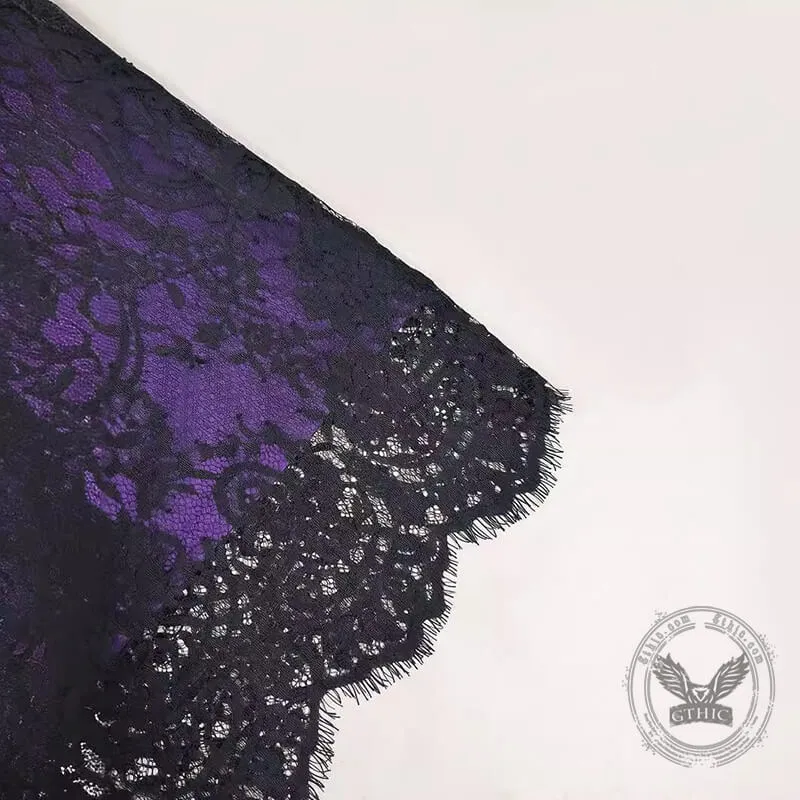 Gothic Purple Lace Patchwork Lace Up Dress sold by GTHIC product image thumbnail 4