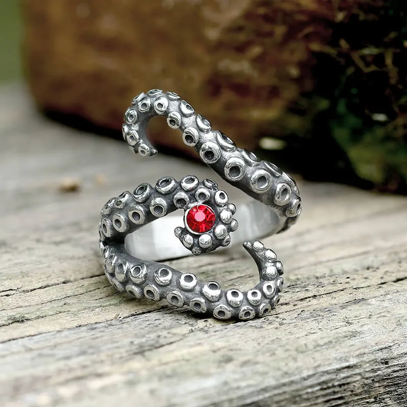 Octopus Arms Stainless Steel Gemstone Ring sold by GTHIC