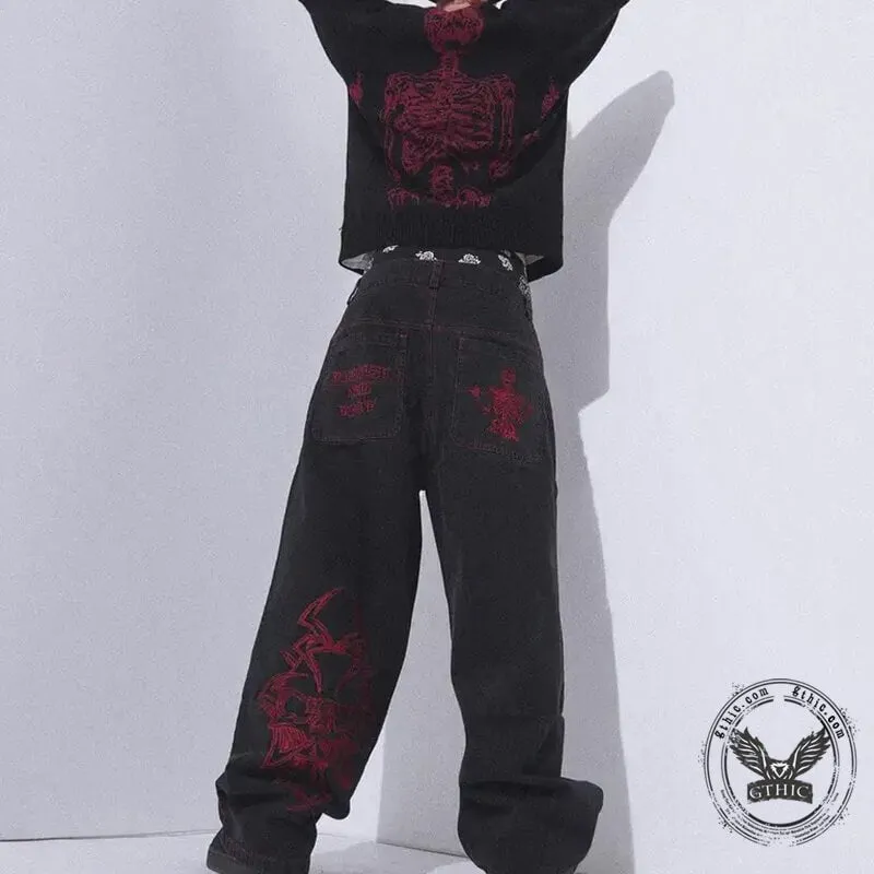 Embroidered Skull Hip Hop Cargo Pants sold by GTHIC product image thumbnail 2