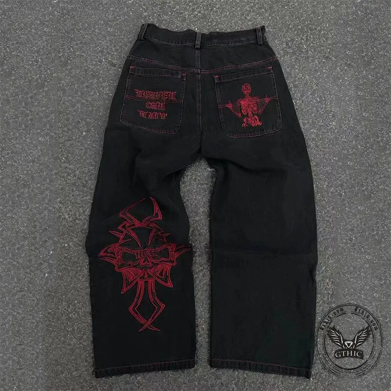 Embroidered Skull Hip Hop Cargo Pants sold by GTHIC product image thumbnail 3