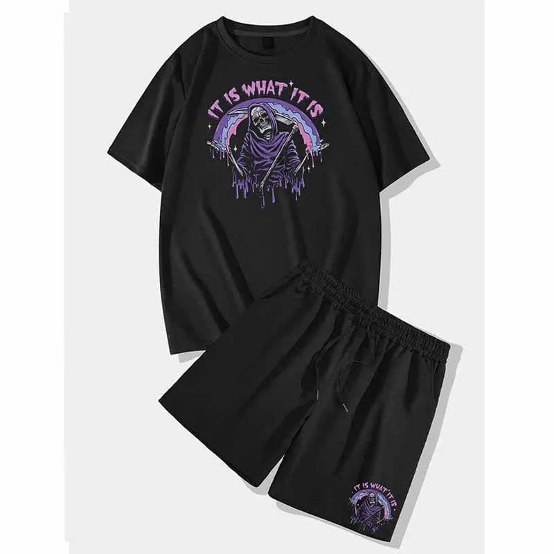 Black Death Short Sleeve T-shirt and Shorts Set sold by GTHIC