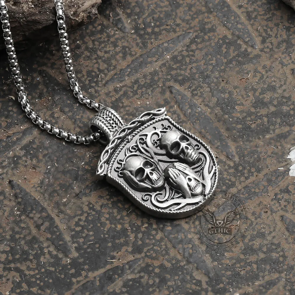 Three Senses Shield Pure Tin Skull Necklace sold by GTHIC product image thumbnail 4