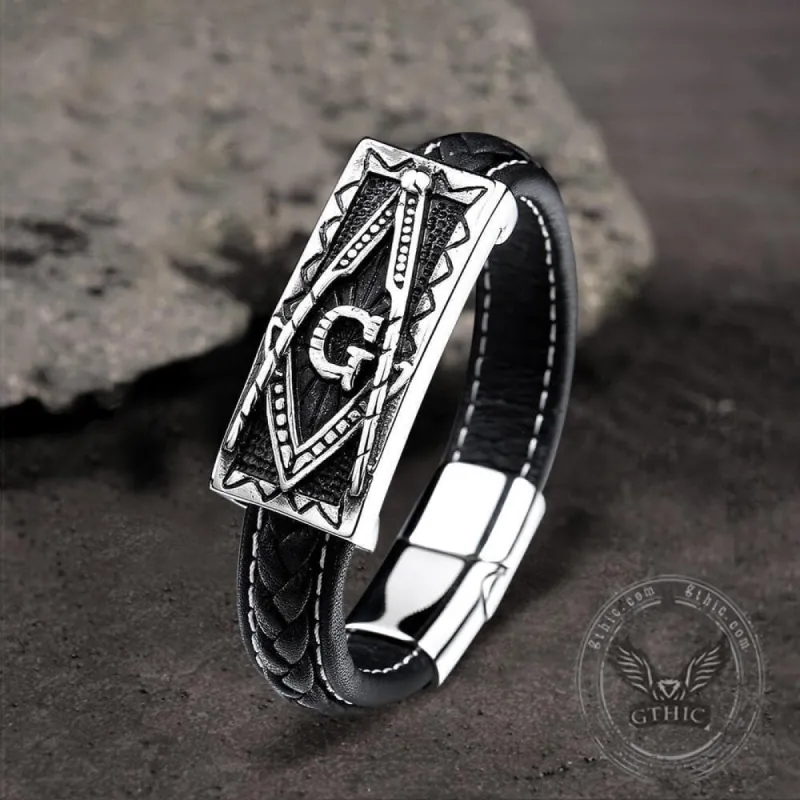 Freemason Stainless Steel Leather Bracelet sold by GTHIC
