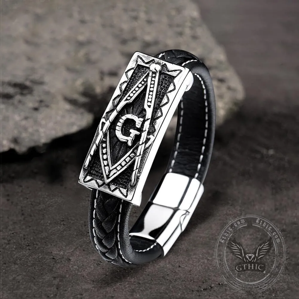 Freemason Stainless Steel Leather Bracelet sold by GTHIC