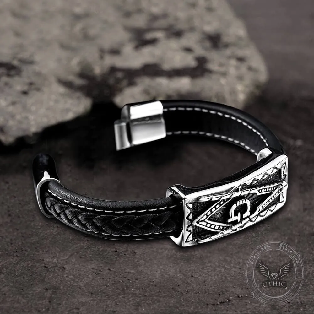 Freemason Stainless Steel Leather Bracelet sold by GTHIC product image thumbnail 3