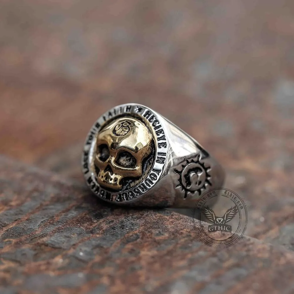 Rock Symbol Stainless Steel Skull Ring sold by GTHIC product image thumbnail 3
