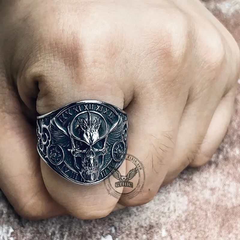 Winged Skull Stainless Steel Biker Ring sold by GTHIC product image thumbnail 3