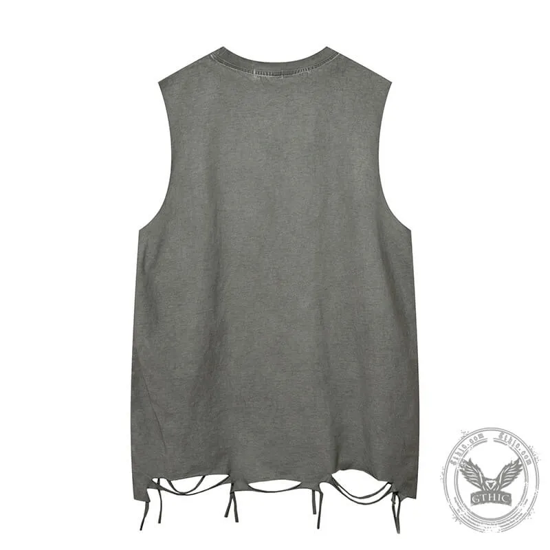 Vintage Washed Letter Printed Sleeveless Vest sold by GTHIC product image thumbnail 5