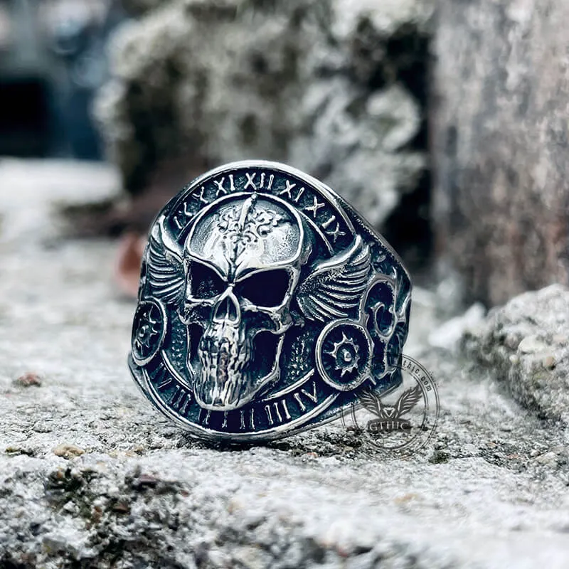 Winged Skull Stainless Steel Biker Ring sold by GTHIC product image thumbnail 2