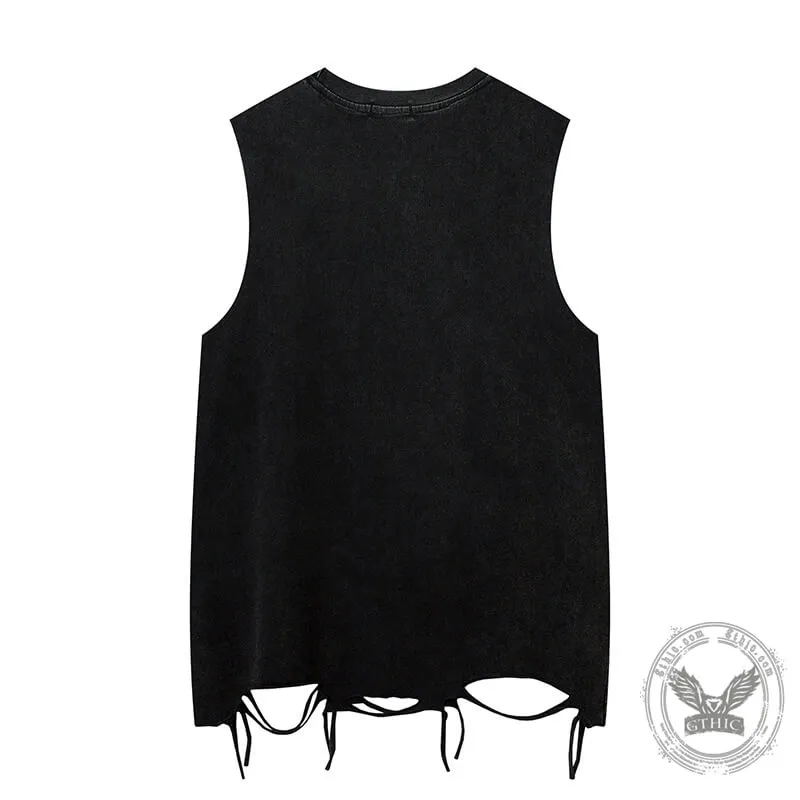 Vintage Washed Letter Printed Sleeveless Vest sold by GTHIC product image thumbnail 4