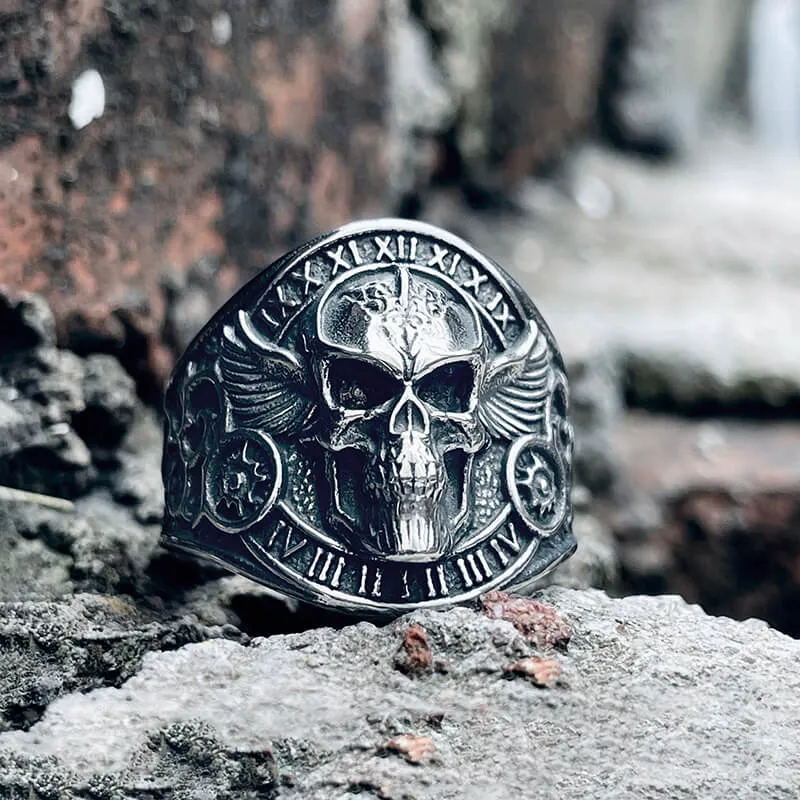 Winged Skull Stainless Steel Biker Ring sold by GTHIC