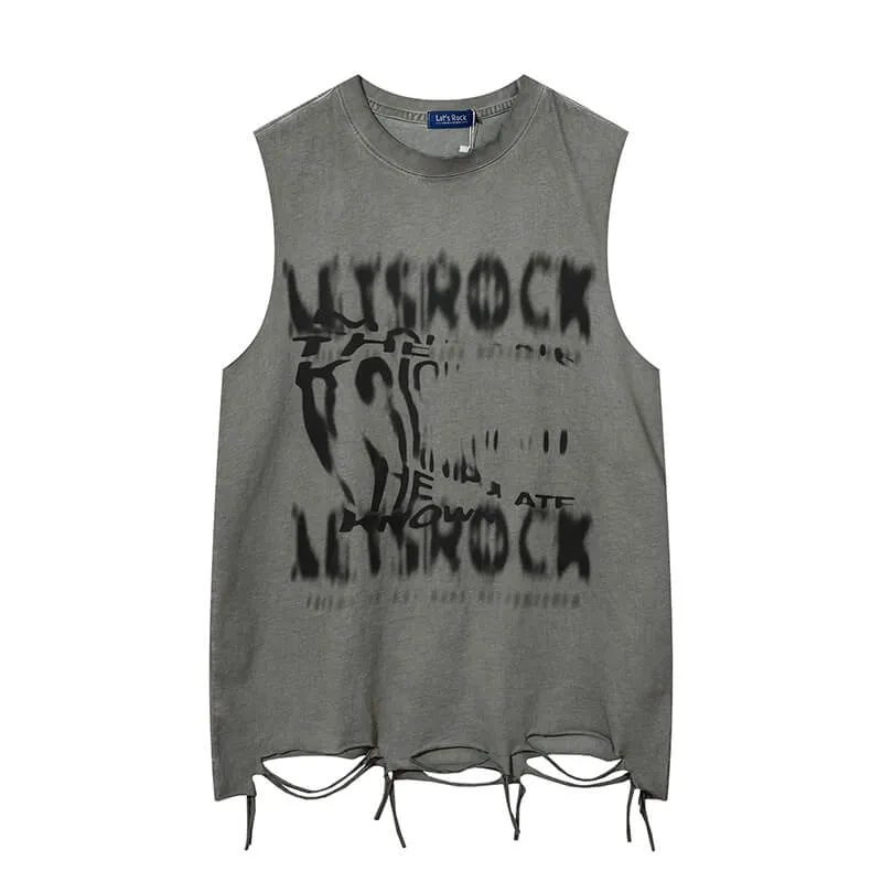 Vintage Washed Letter Printed Sleeveless Vest sold by GTHIC product image thumbnail 3