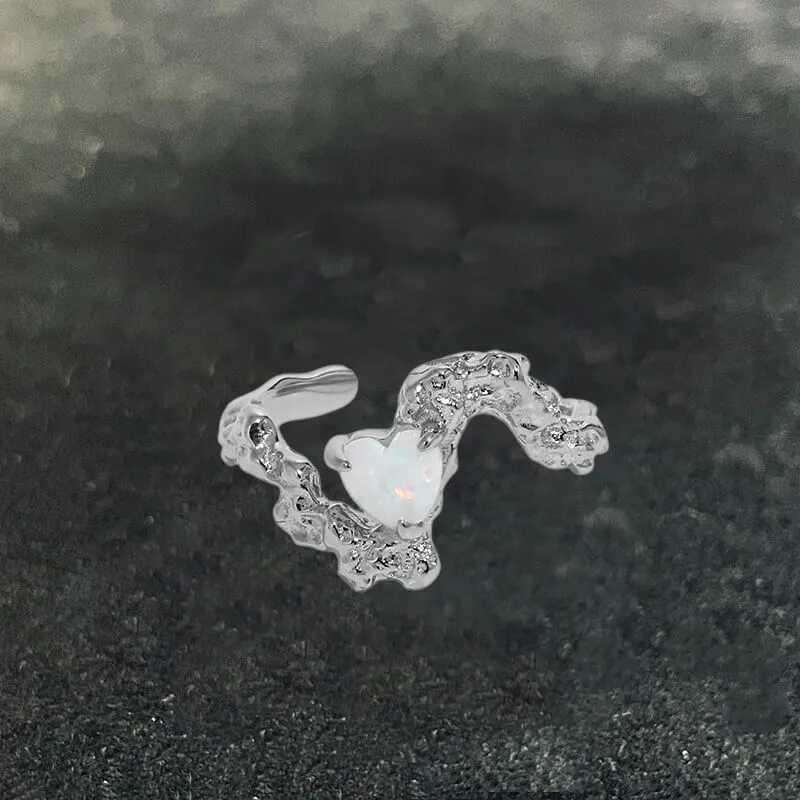 Irregular Surface Opal Inlay Sterling Silver Open Ring sold by GTHIC product image thumbnail 3