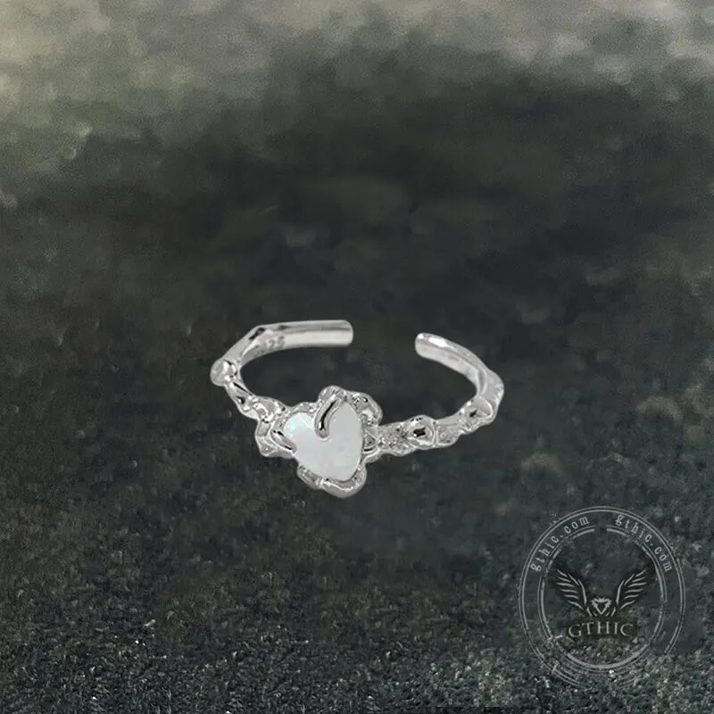 Irregular Surface Opal Inlay Sterling Silver Open Ring sold by GTHIC product image thumbnail 5