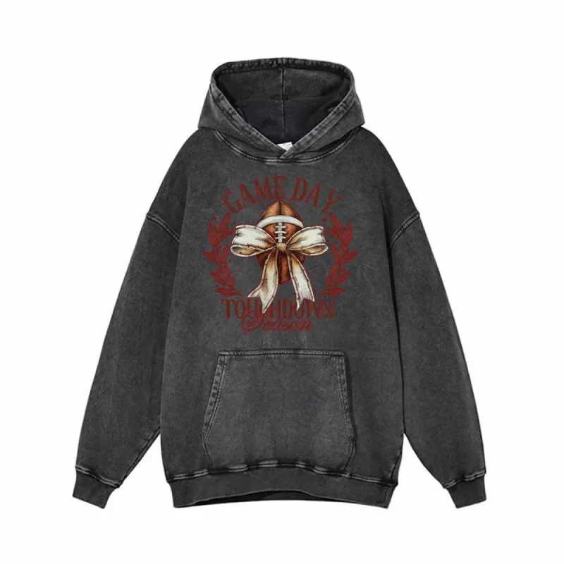 Game Day Touchdown Season Vintage Washed Hoodie Sweatshirt sold by GTHIC