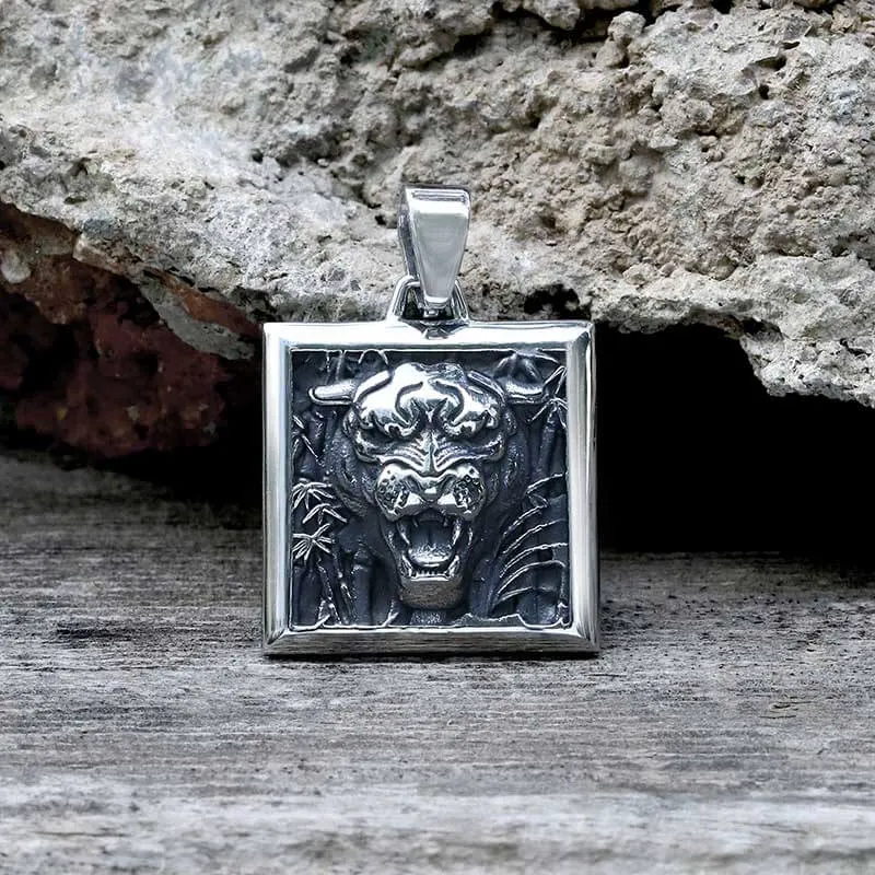Bamboo Tiger Stainless Steel Square Pendant sold by GTHIC